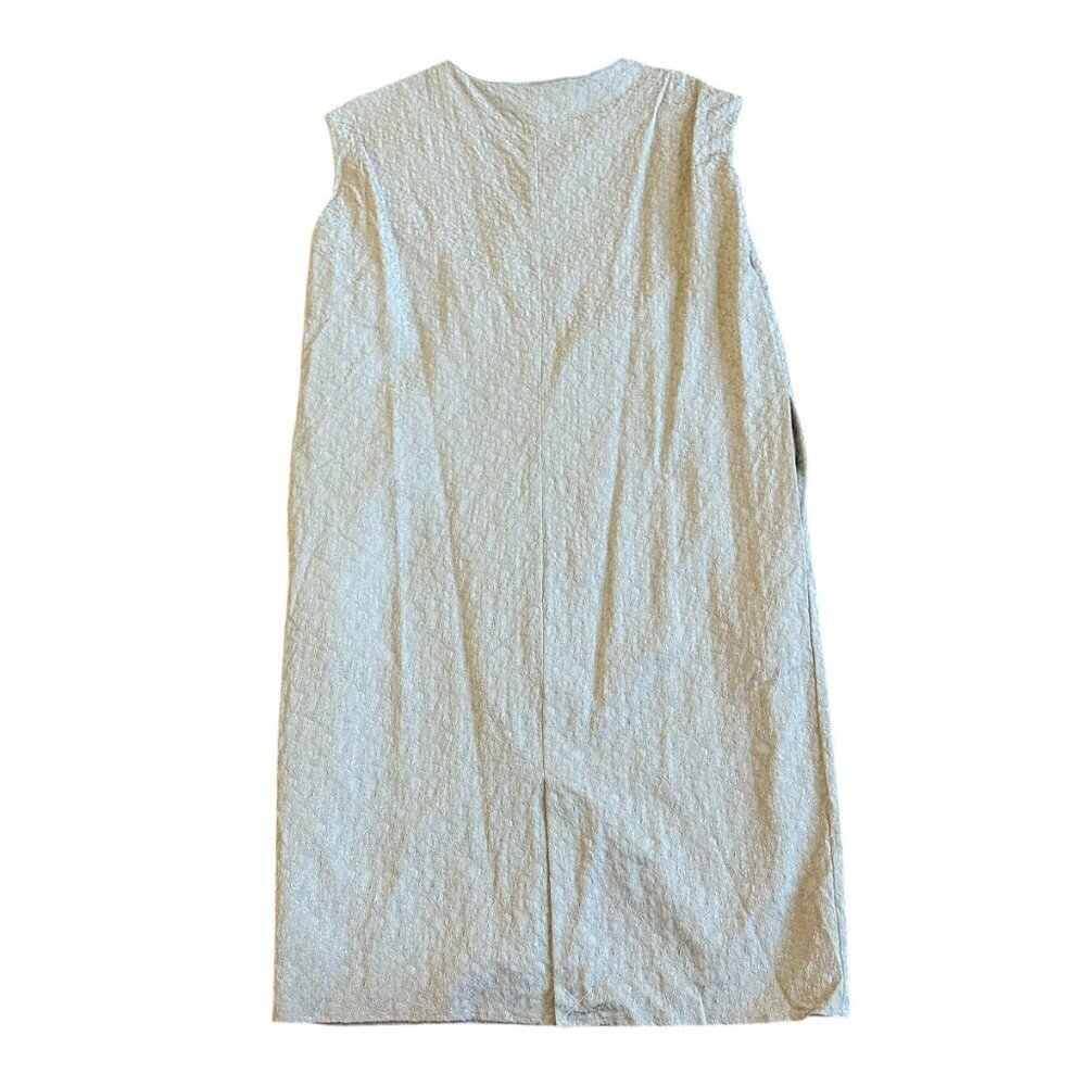 MM Lafleur Grey Sleeveless Textured Shift Dress Crew Neck Size Medium Women's - Picture 6 of 11
